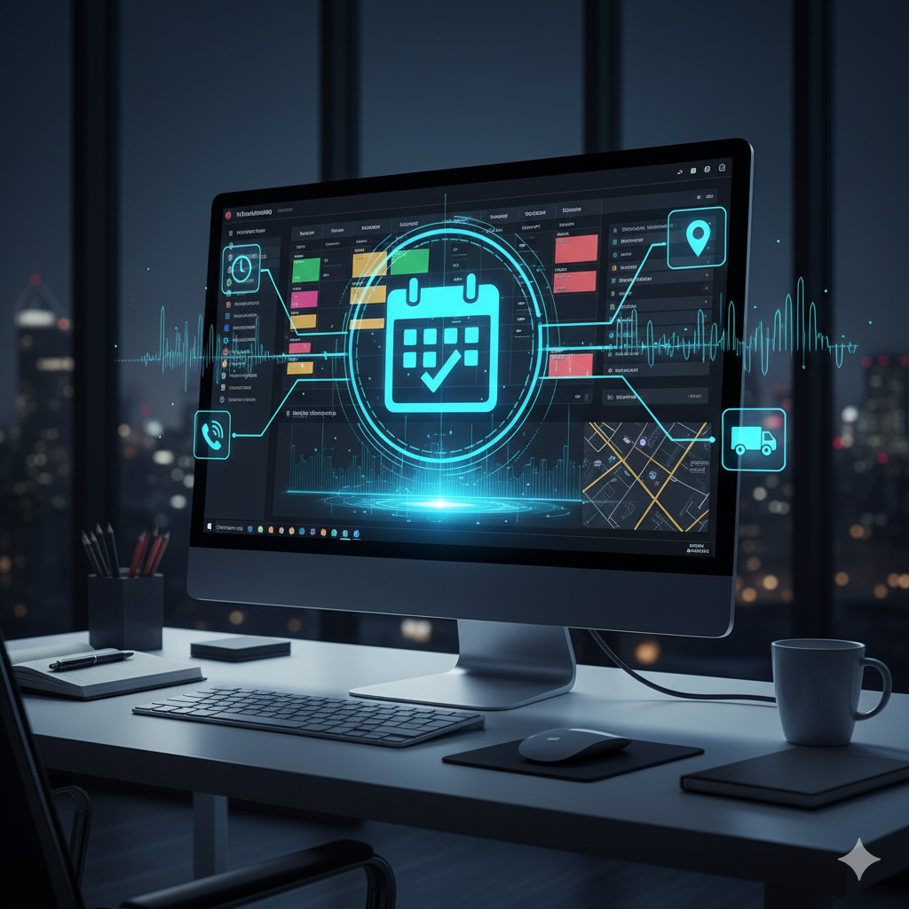 AI Calendar Booking for Dumpster Rentals dashboard showing automated scheduling